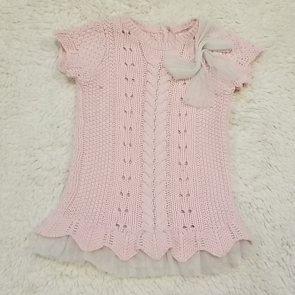 🎉 3-6mo Soft Pink Cable Knit Dress